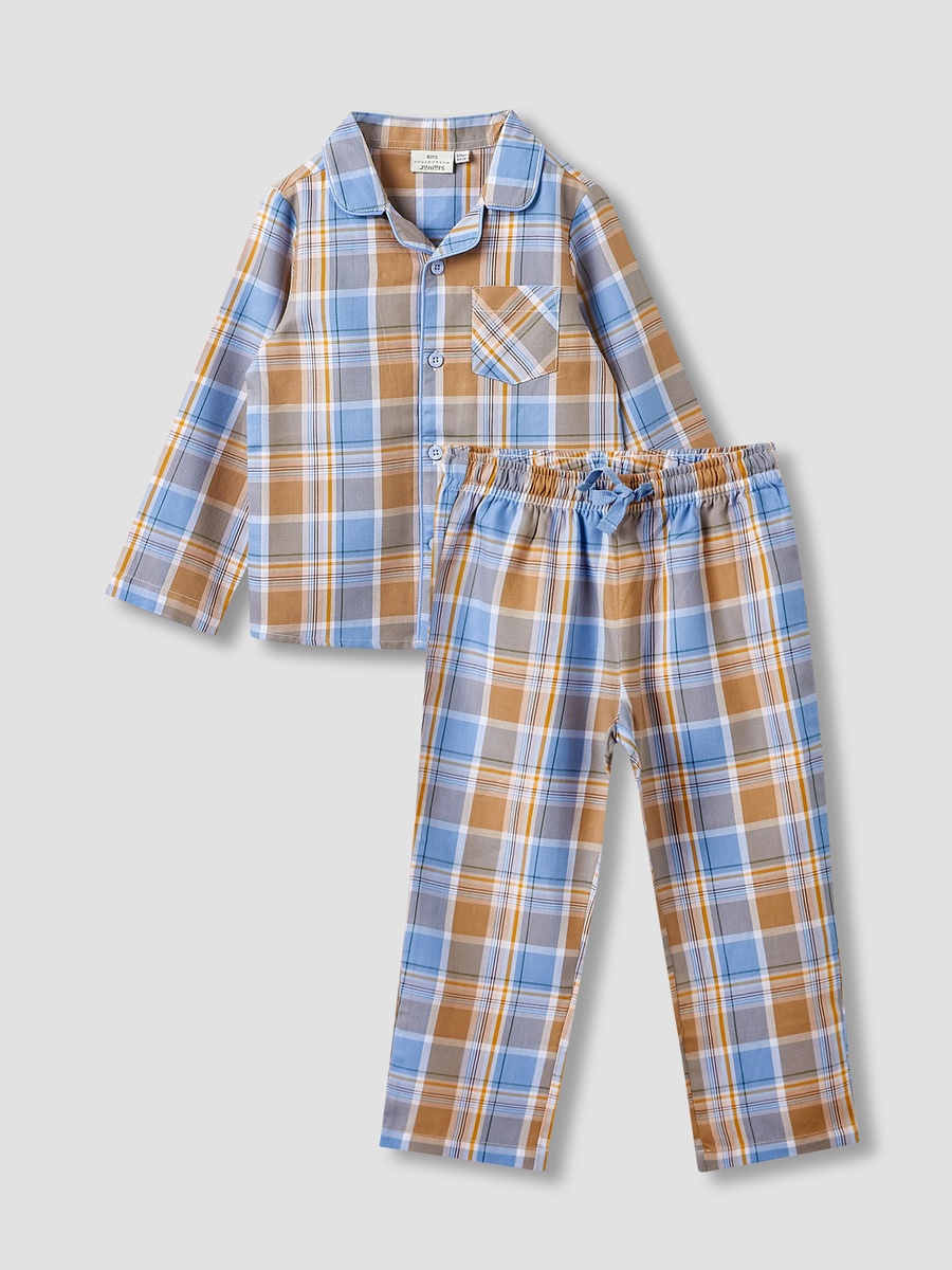 Cotton Long Sleeve Pyjama Set with Checks