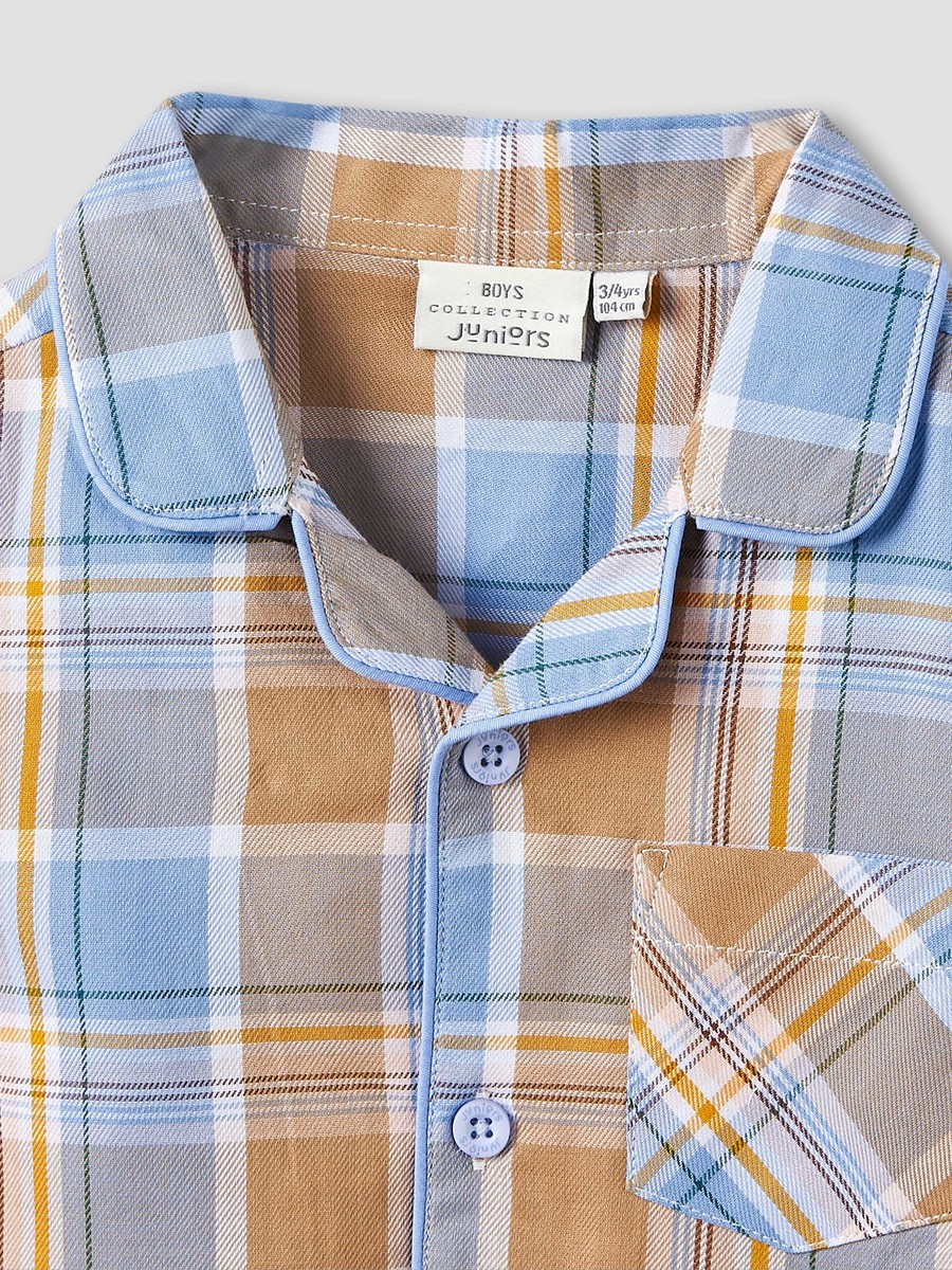 Cotton Long Sleeve Pyjama Set with Checks