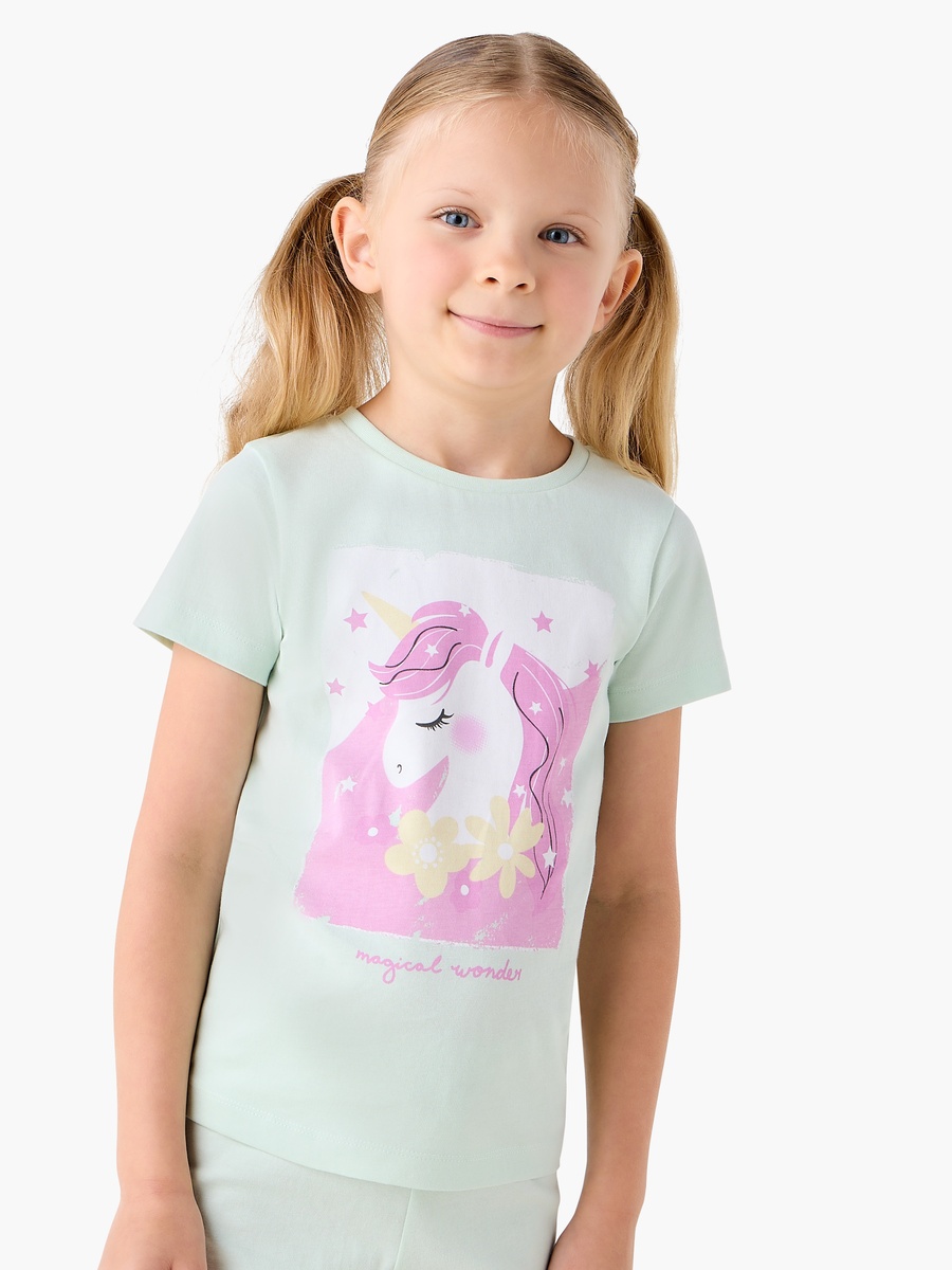 Unicorn Print Cotton Short Sleeves Pyjama Set