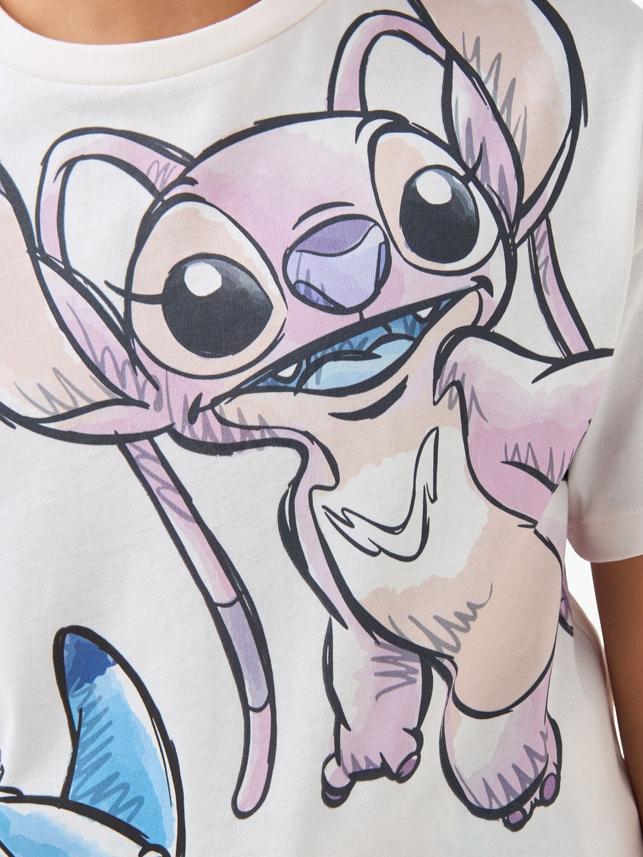 Stitch and Angel Print Cotton Short Sleeves Pyjama Set