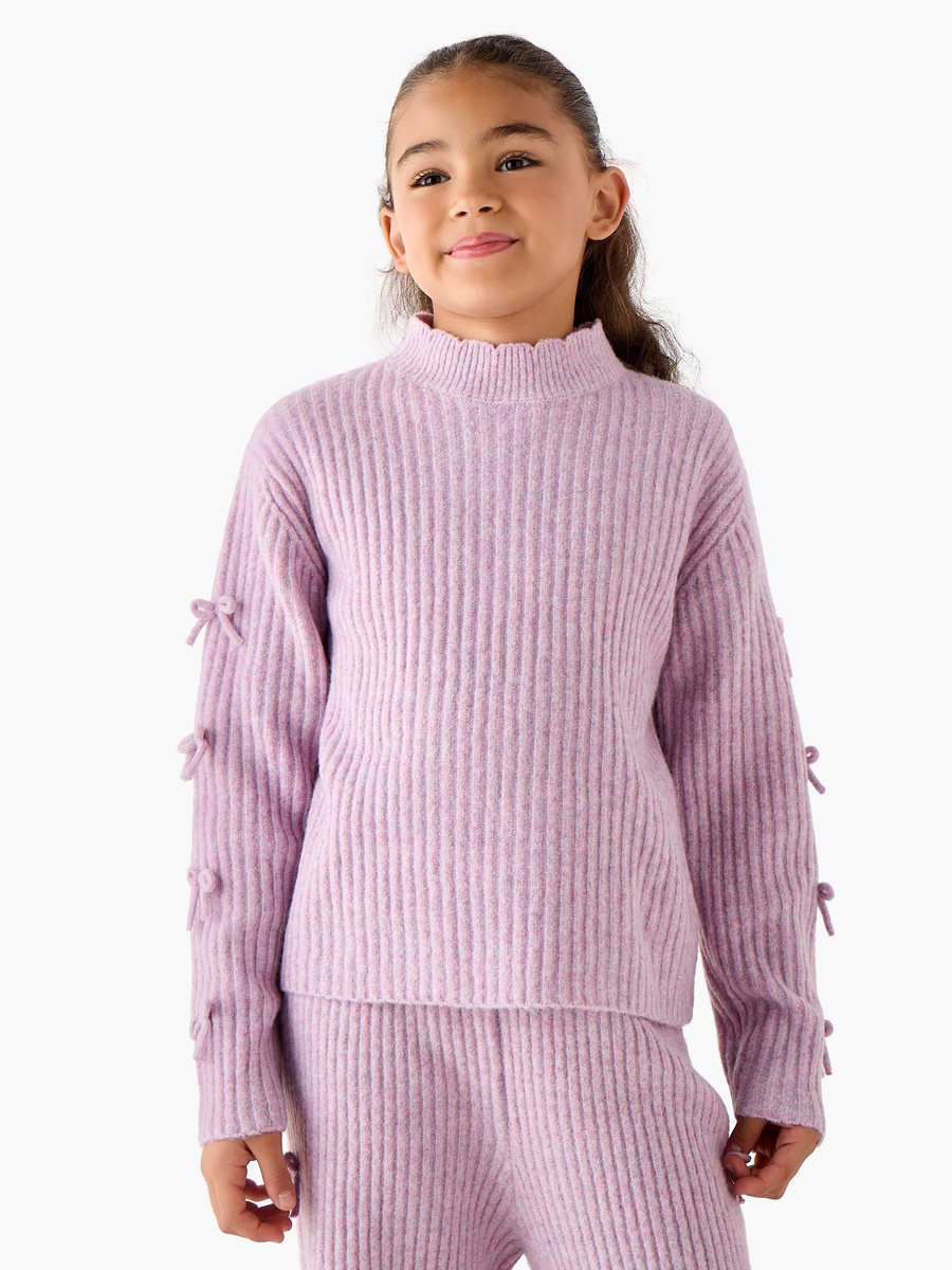 Turtle Neck T-Shirt and Pants Set with Bow Detail