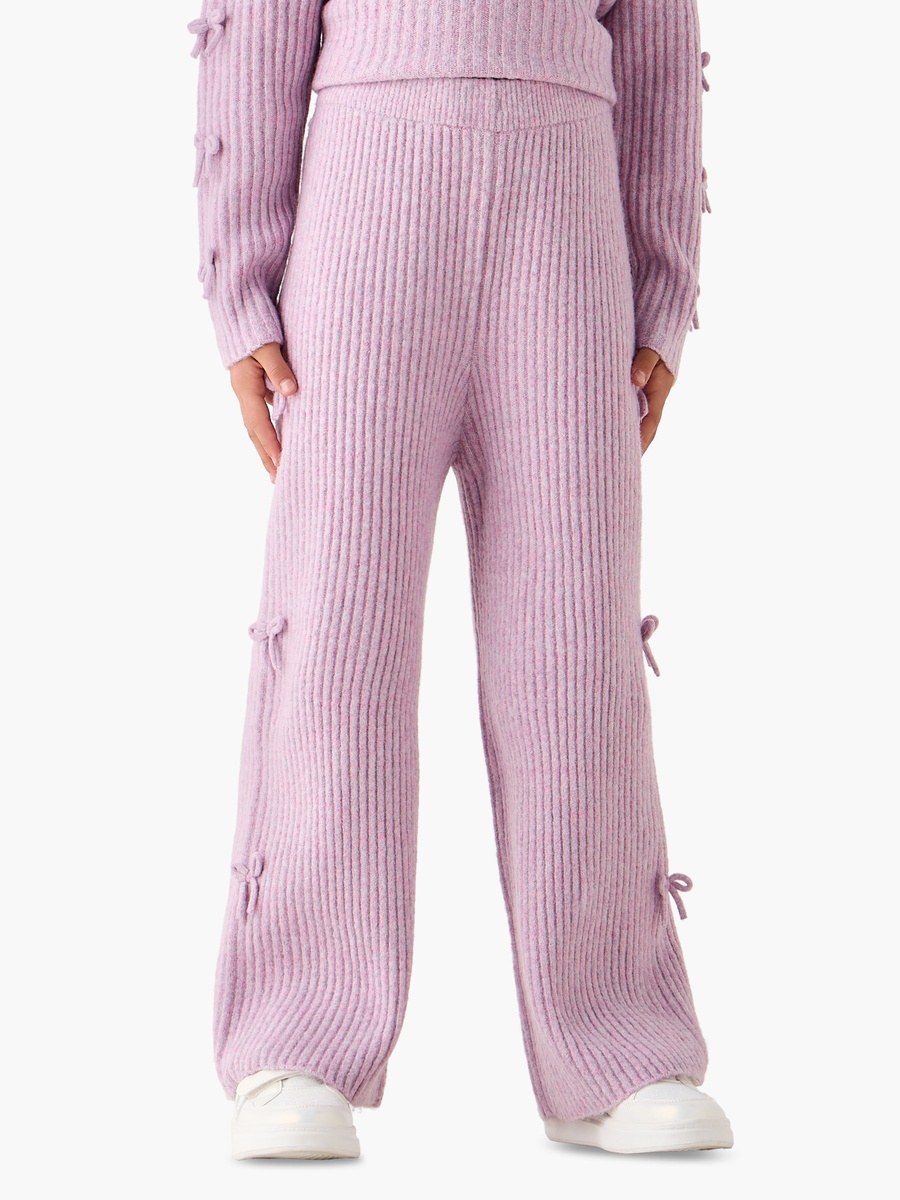 Turtle Neck T-Shirt and Pants Set with Bow Detail