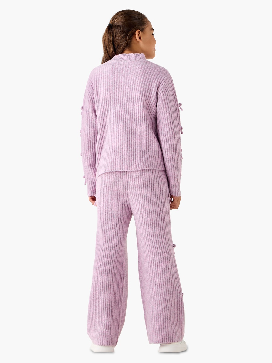 Turtle Neck T-Shirt and Pants Set with Bow Detail