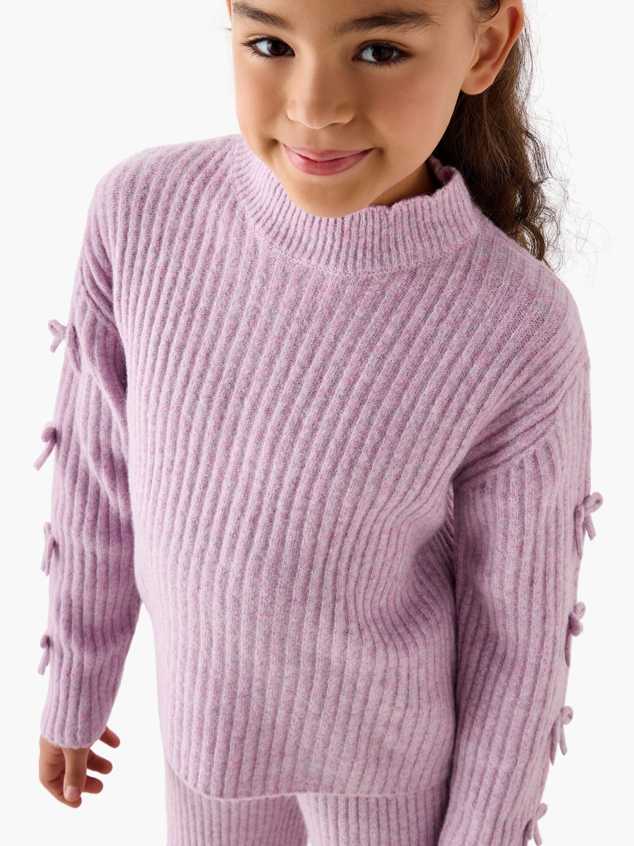 Turtle Neck T-Shirt and Pants Set with Bow Detail