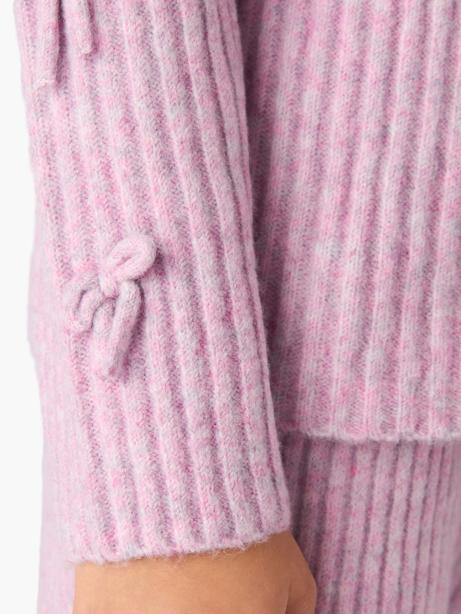 Turtle Neck T-Shirt and Pants Set with Bow Detail