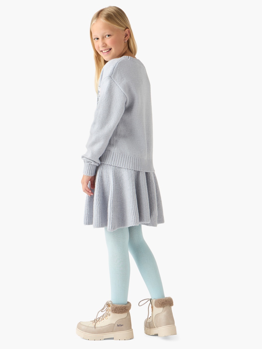 Star Sequinned Wool Sweater with Skirt and Stockings Set