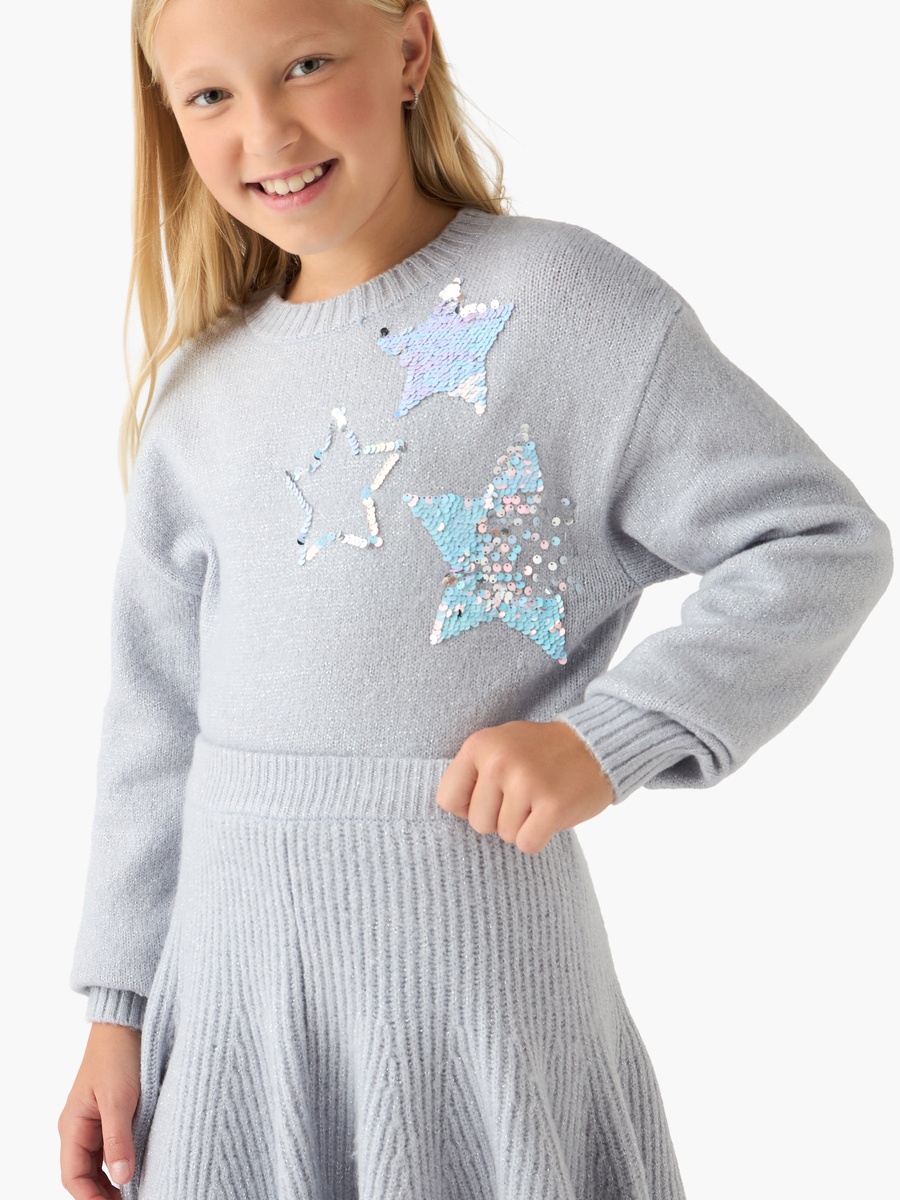 Star Sequinned Wool Sweater with Skirt and Stockings Set