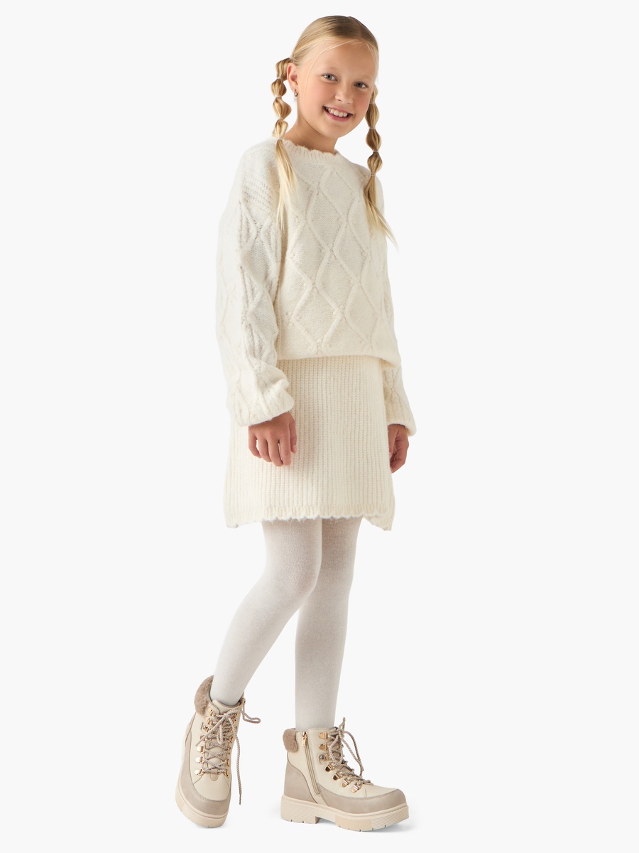 Wool Sweater and Skirt Set with Stockings