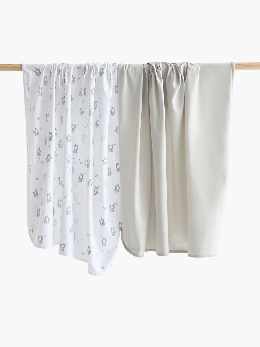 2-Piece Assorted Receiving Blanket Set - 70x70 cm