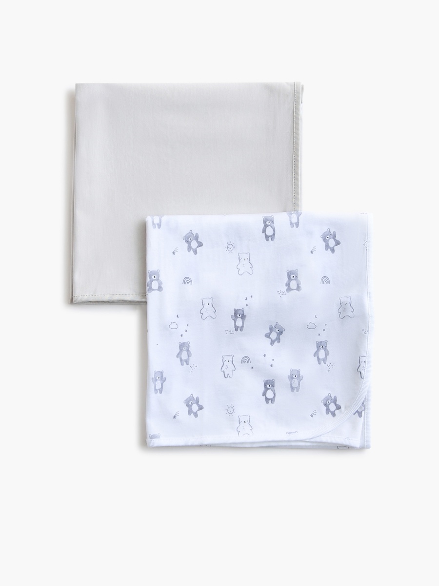 2-Piece Assorted Receiving Blanket Set - 70x70 cm