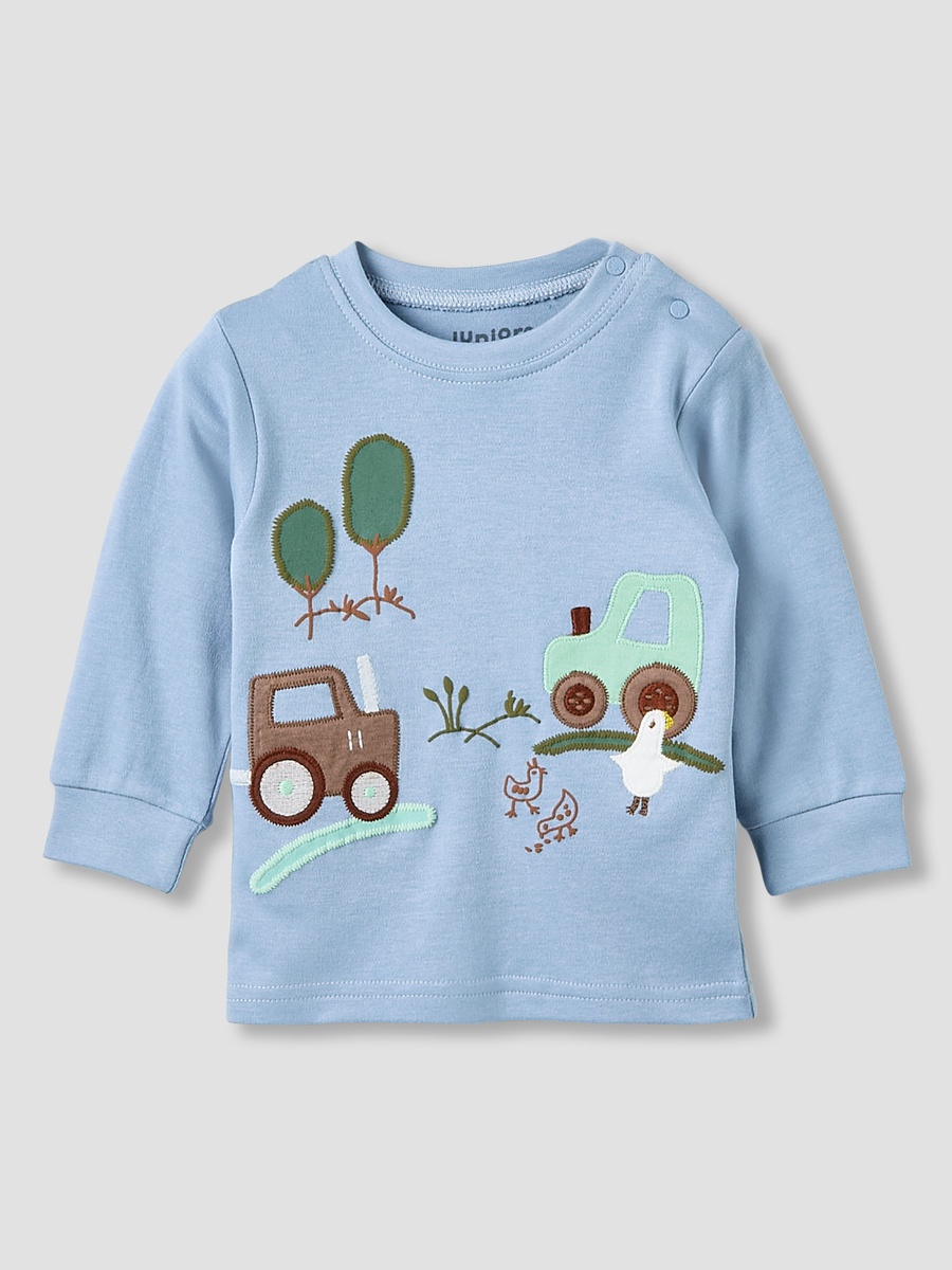 Graphic Embroidery Cotton Long Sleeves Pyjama Set