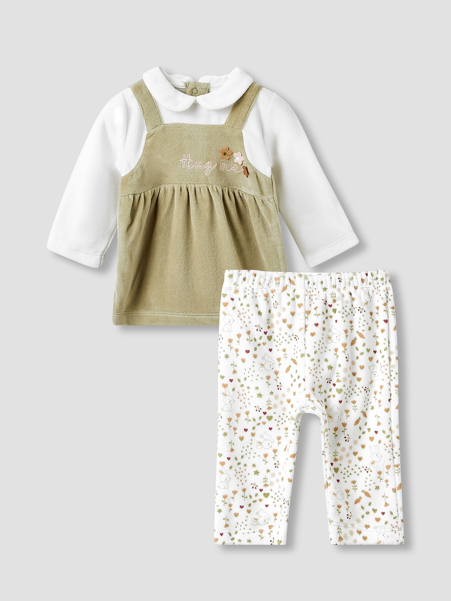 Embroidered Pyjama Set with Long Sleeves and Peter Pan Collar