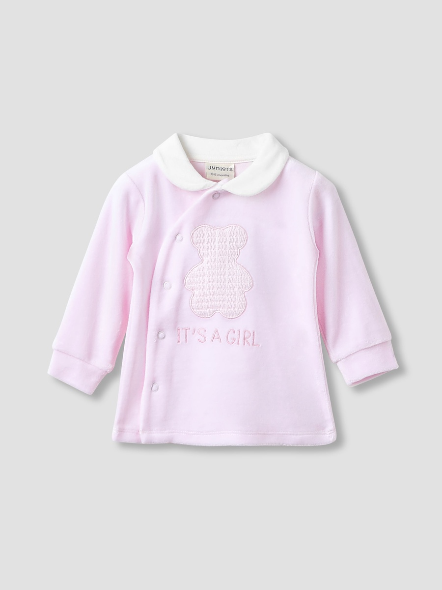 Bear Applique Pyjama Set with Long Sleeves and Collar
