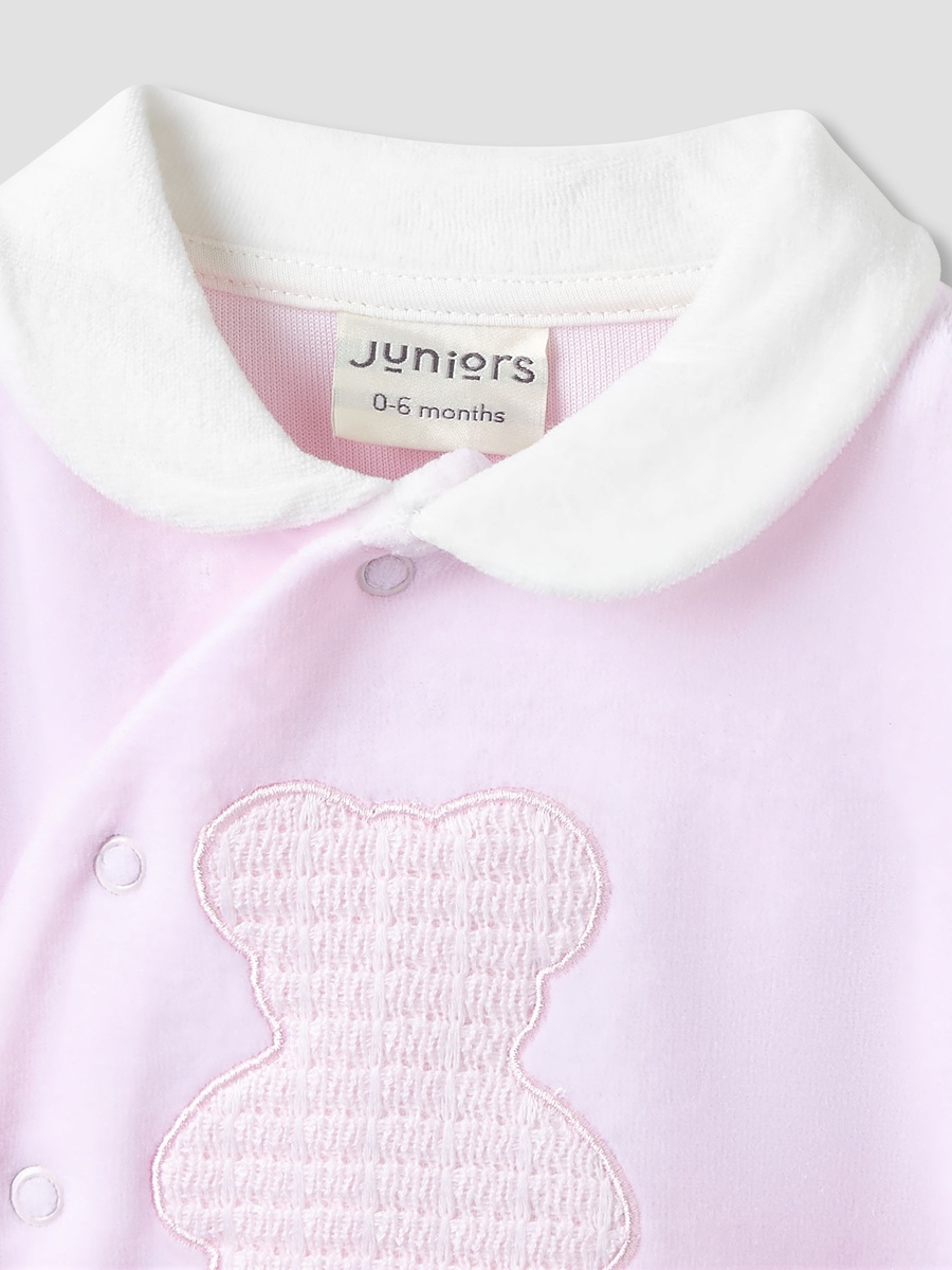Bear Applique Pyjama Set with Long Sleeves and Collar
