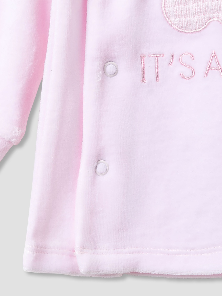 Bear Applique Pyjama Set with Long Sleeves and Collar
