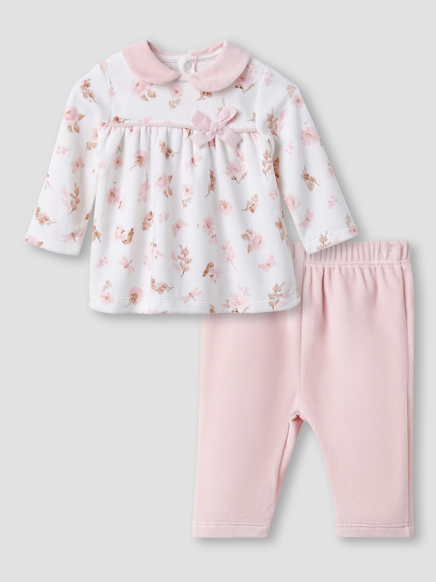 Floral Print Pyjama Set with Long Sleeves and Peter Pan Collar