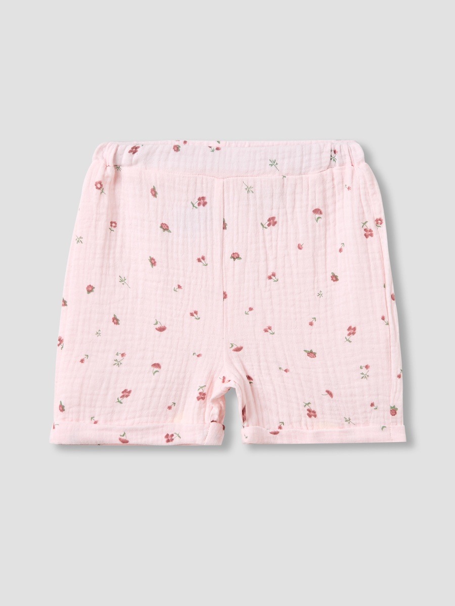 Cotton Short Sleeve Shirt and Shorts Set with Print