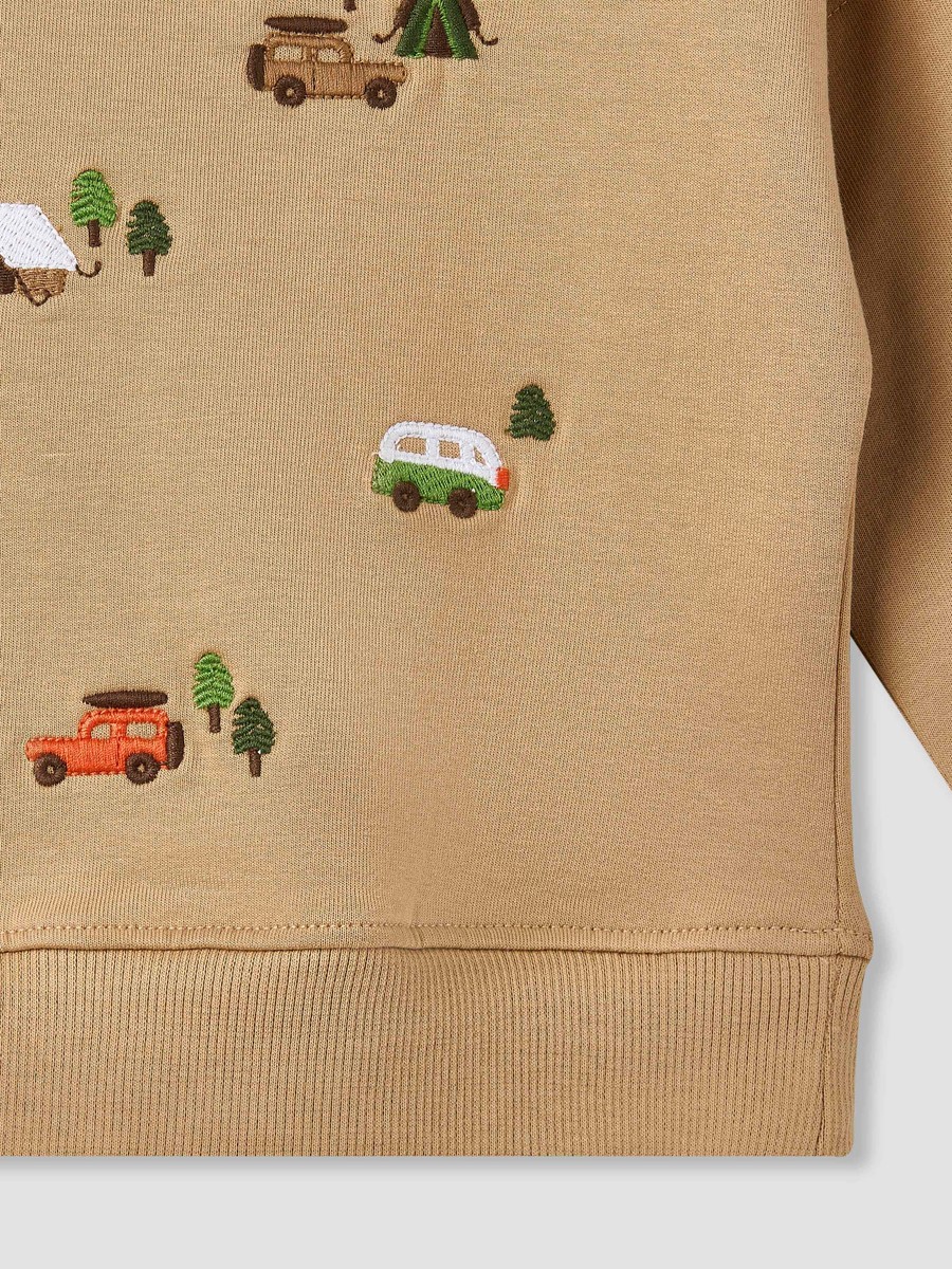 Vehicle Embroidered Cotton Pyjama Set with Long Sleeves