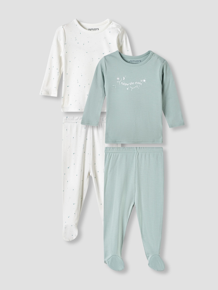 Long Sleeve Pyjama Set with Snap Button Closure - Set of 2