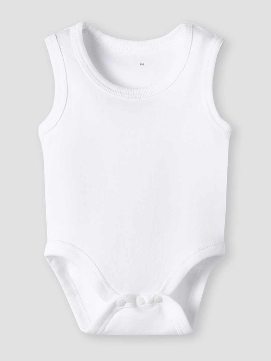 Solid Organic Bodysuit with Round Neck - Set of 5