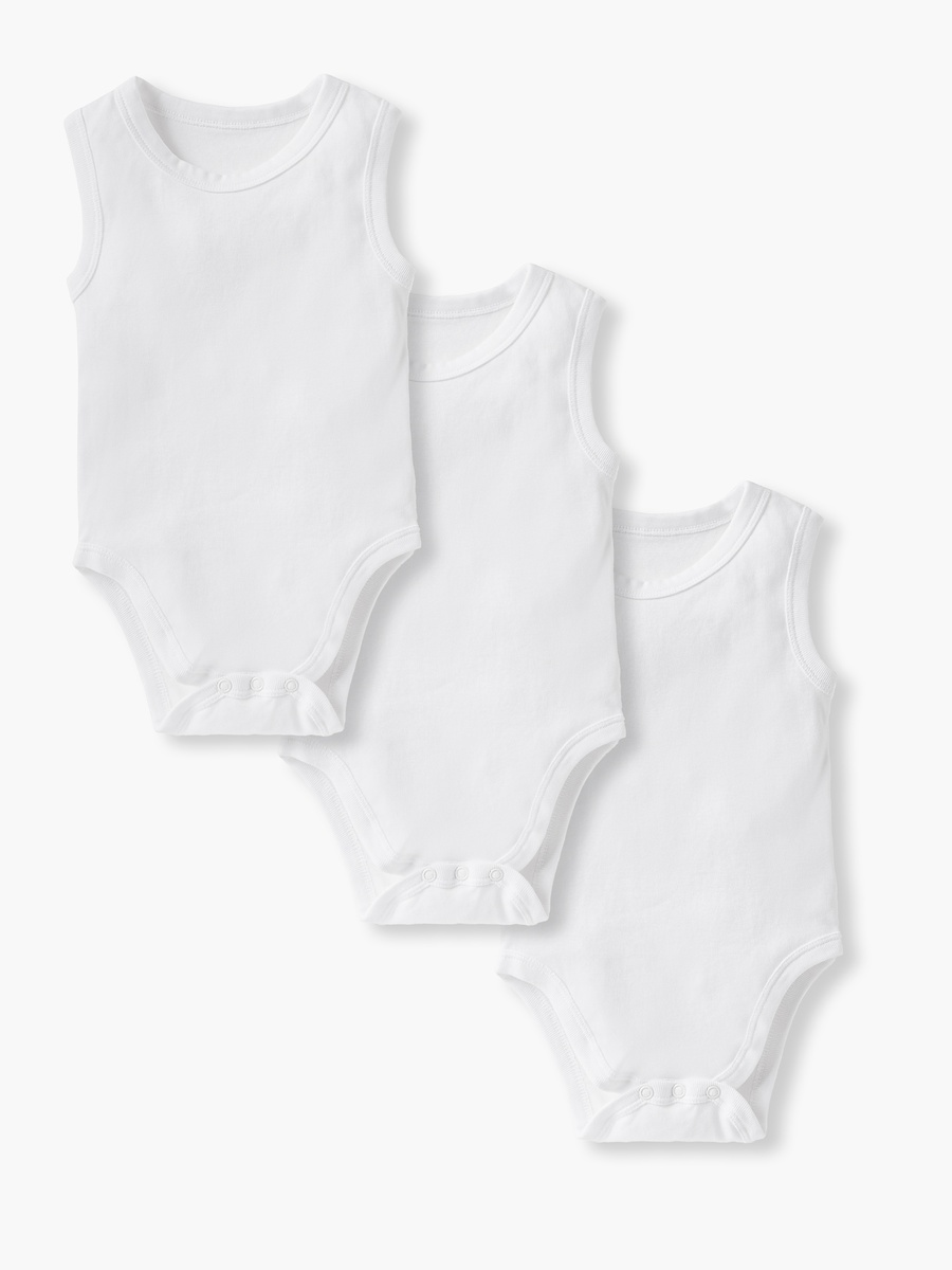 Solid Sleeveless Bodysuit with Button Closure - Set of 3