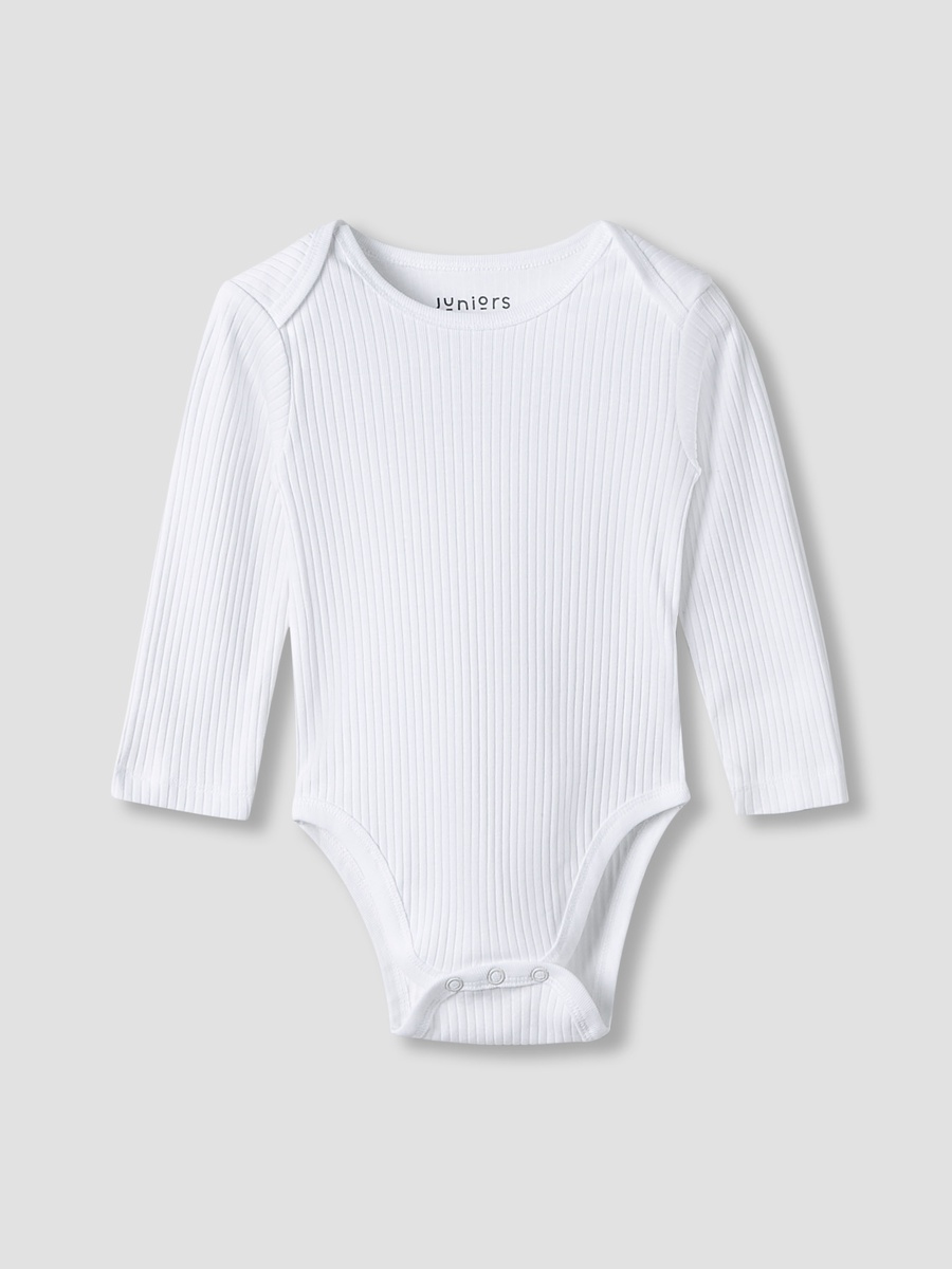 Cotton Long Sleeves Bodysuit with Snap Button Closure - Set of 3