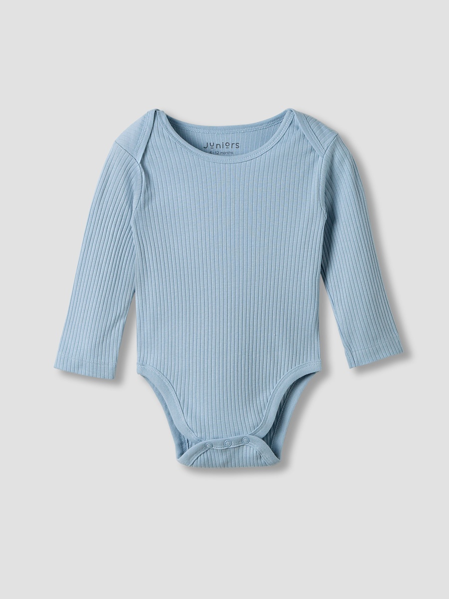 Cotton Long Sleeves Bodysuit with Snap Button Closure - Set of 3