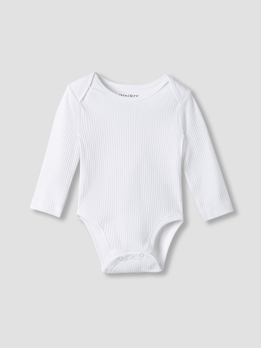 Cotton Long Sleeves Bodysuit with Snap Button Closure - Set of 3
