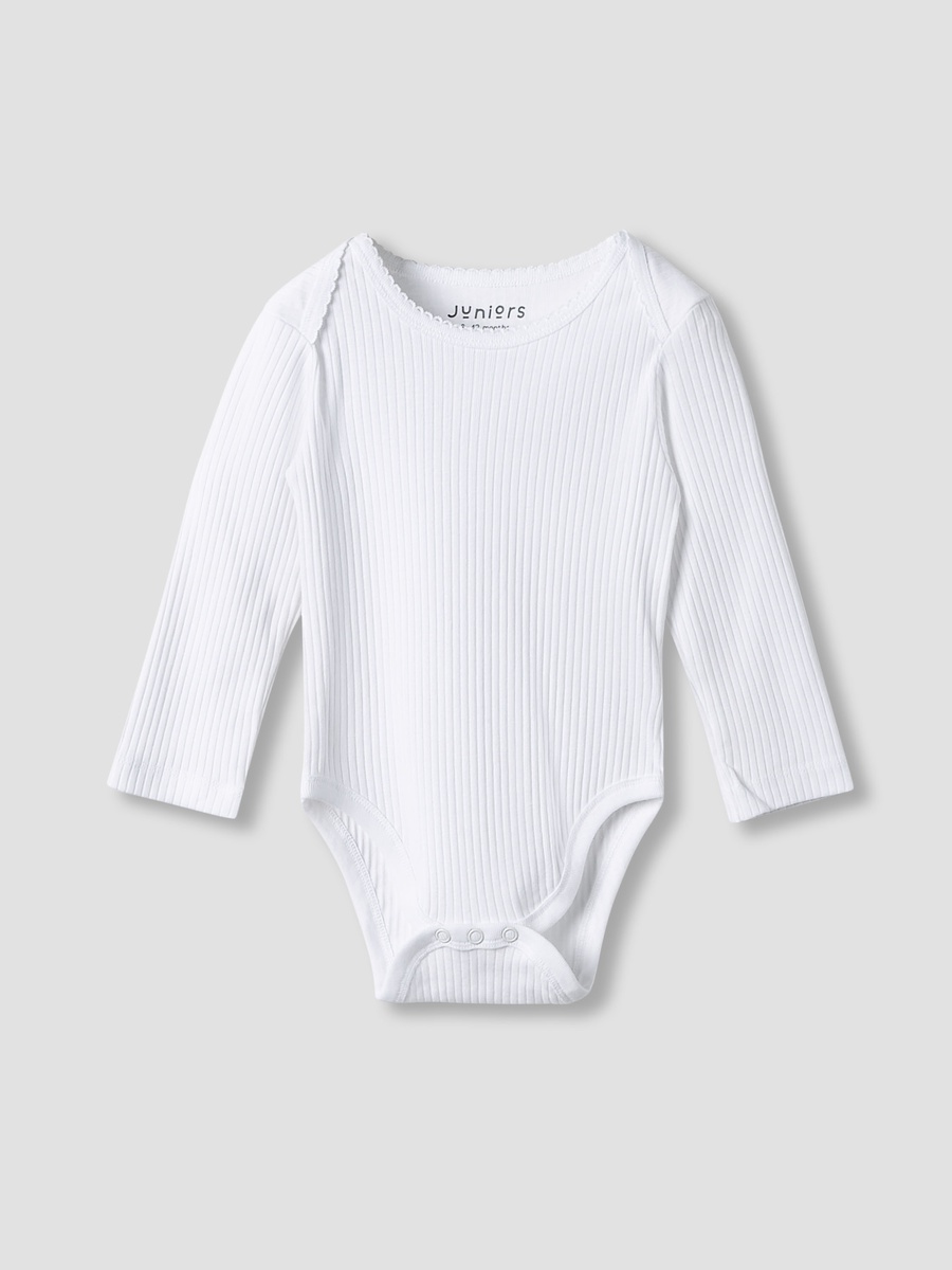 Cotton Long Sleeves Bodysuit with Snap Button Closure - Set of 3