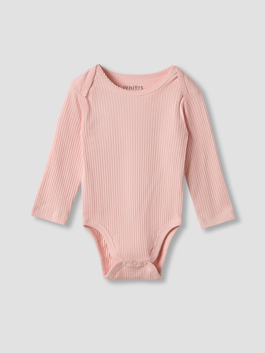 Cotton Long Sleeves Bodysuit with Snap Button Closure - Set of 3