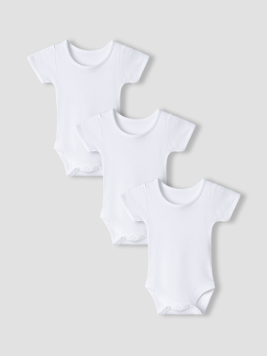 Short Sleeves Bodysuit with Snap Button Closure - Set of 3