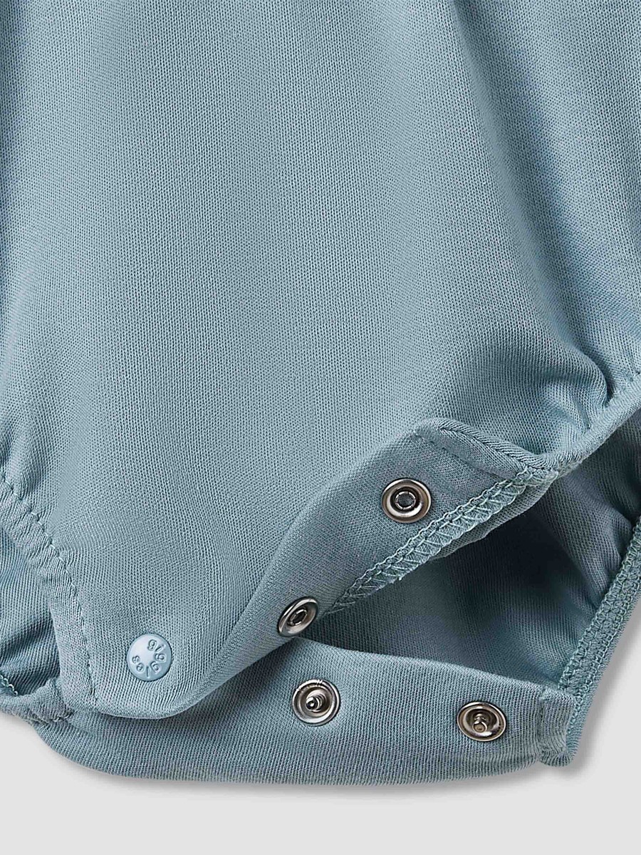 Collared Bodysuit with Snap Button Closure and Short Sleeves