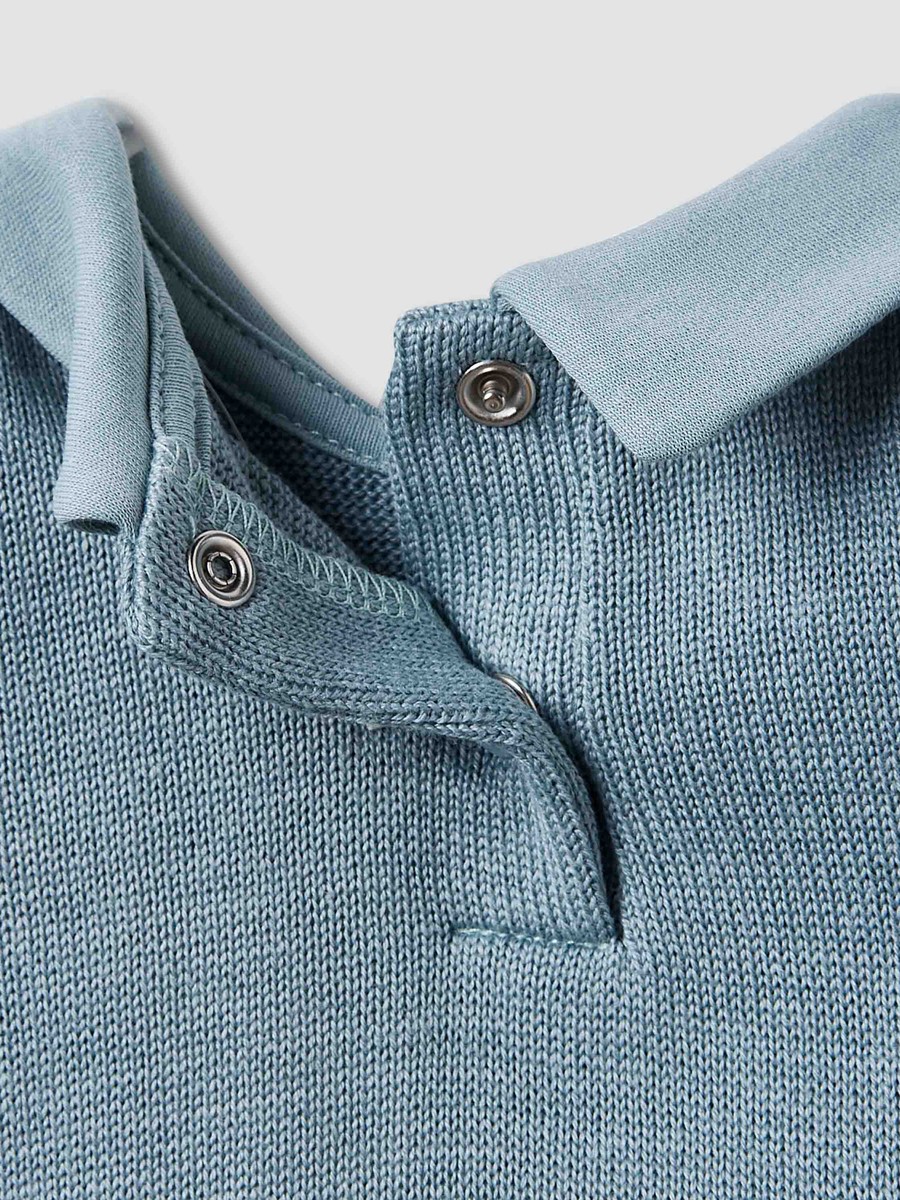 Collared Bodysuit with Snap Button Closure and Short Sleeves