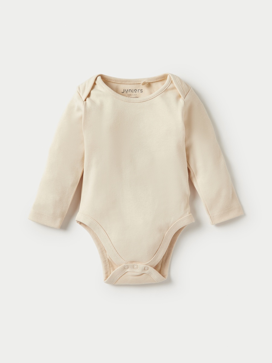 Solid Long Sleeves Bodysuit with Snap Button Closure - Set of 3
