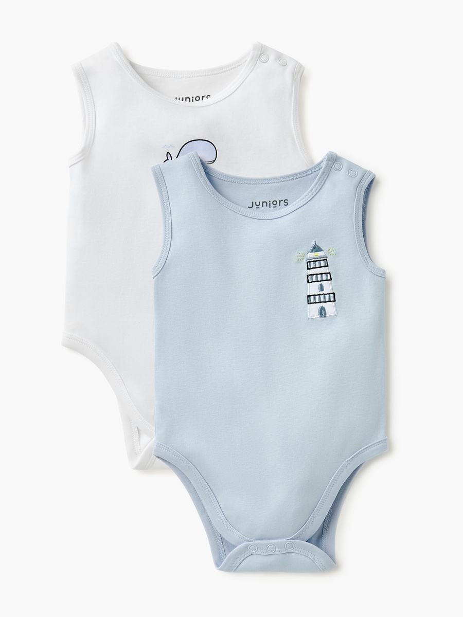 Assorted Sleeveless Bodysuit with Button Closure - Set of 2