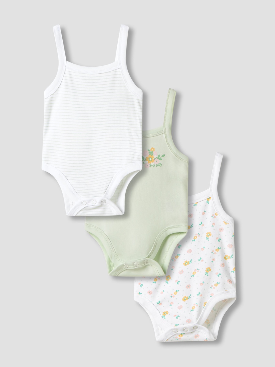 Printed Strappy Bodysuit - Set of 3