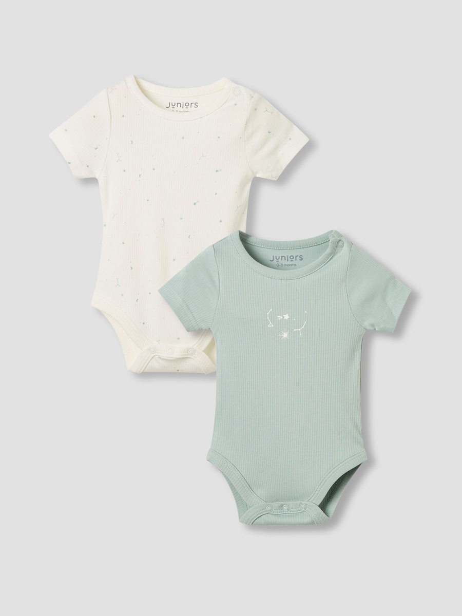 Short Sleeve Bodysuit with Snap Button Closure - Set of 2