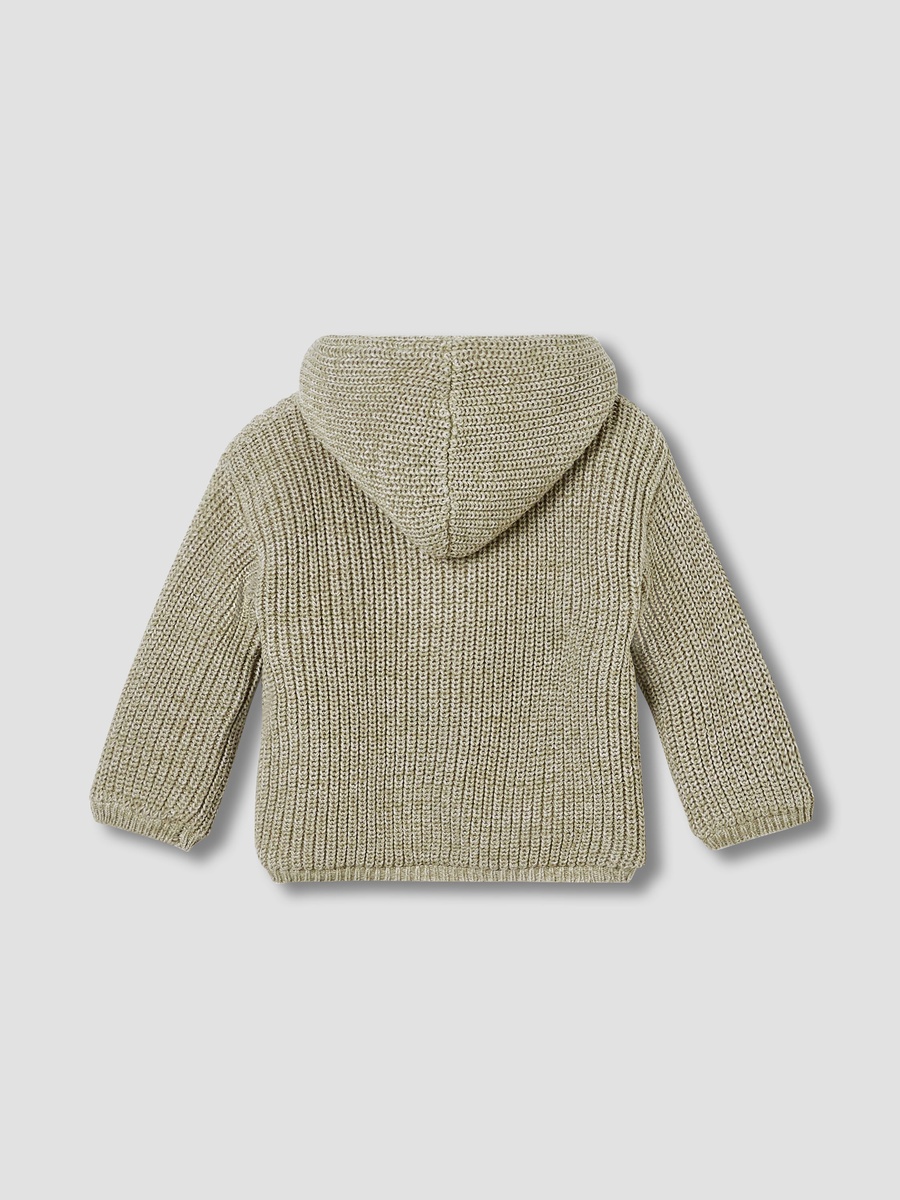 Knit Textured Hooded Cardigan with Long Sleeves