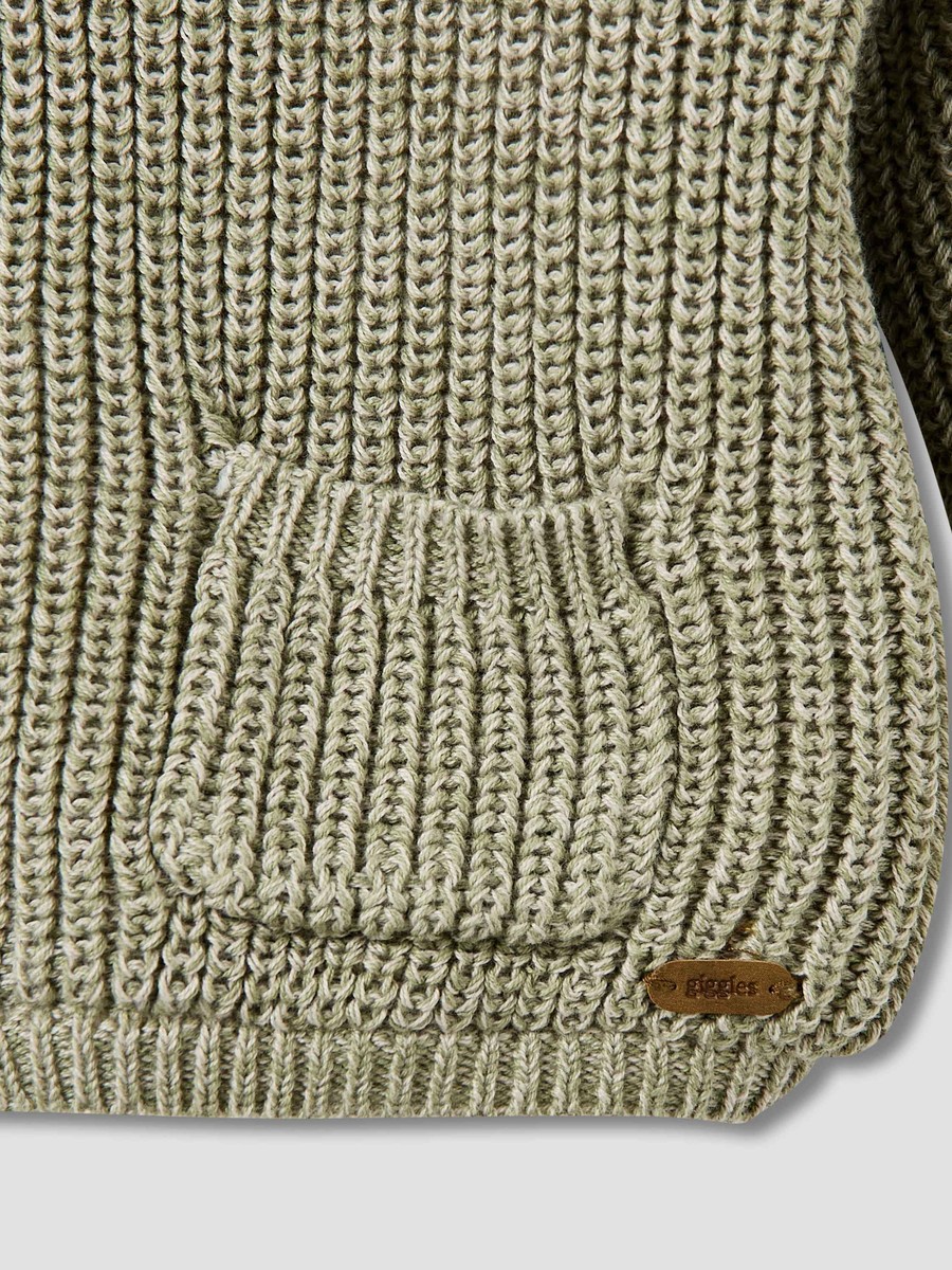 Knit Textured Hooded Cardigan with Long Sleeves