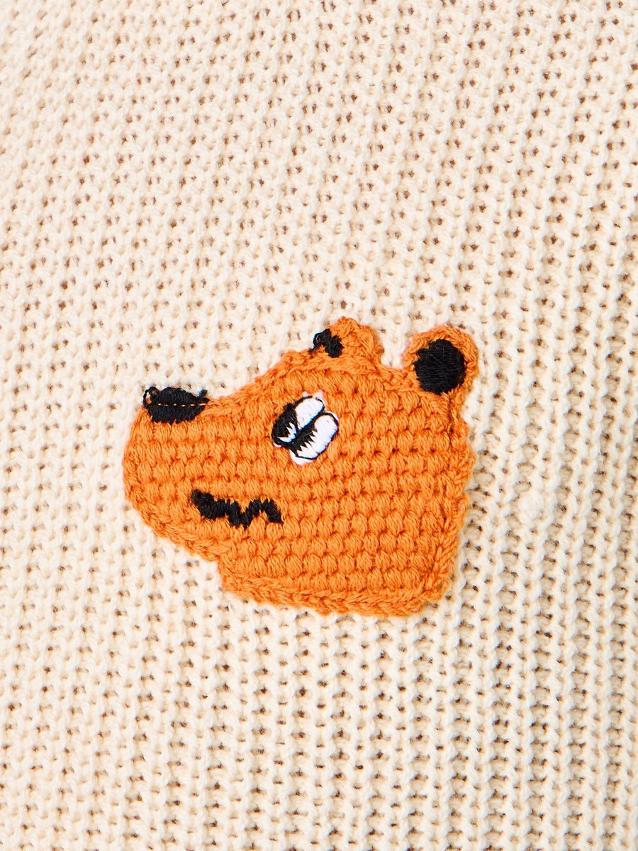 Animal Applique Pullover with Crew Neck