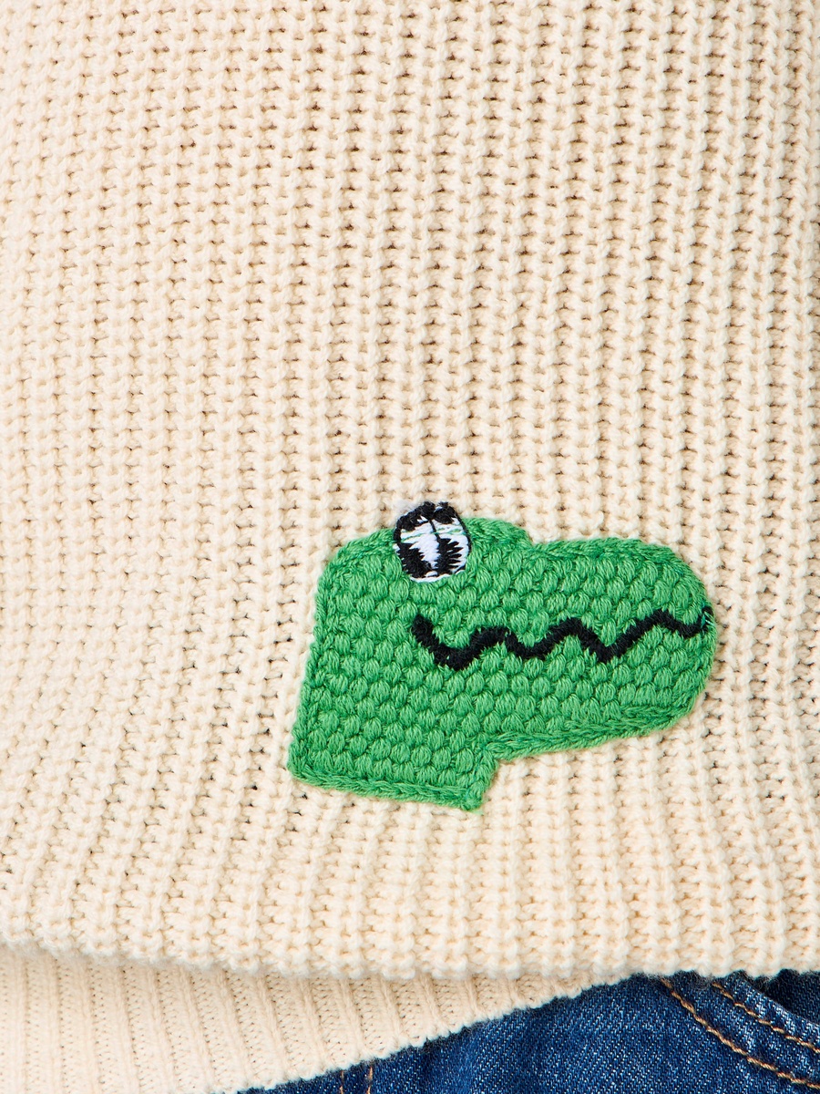 Animal Applique Pullover with Crew Neck