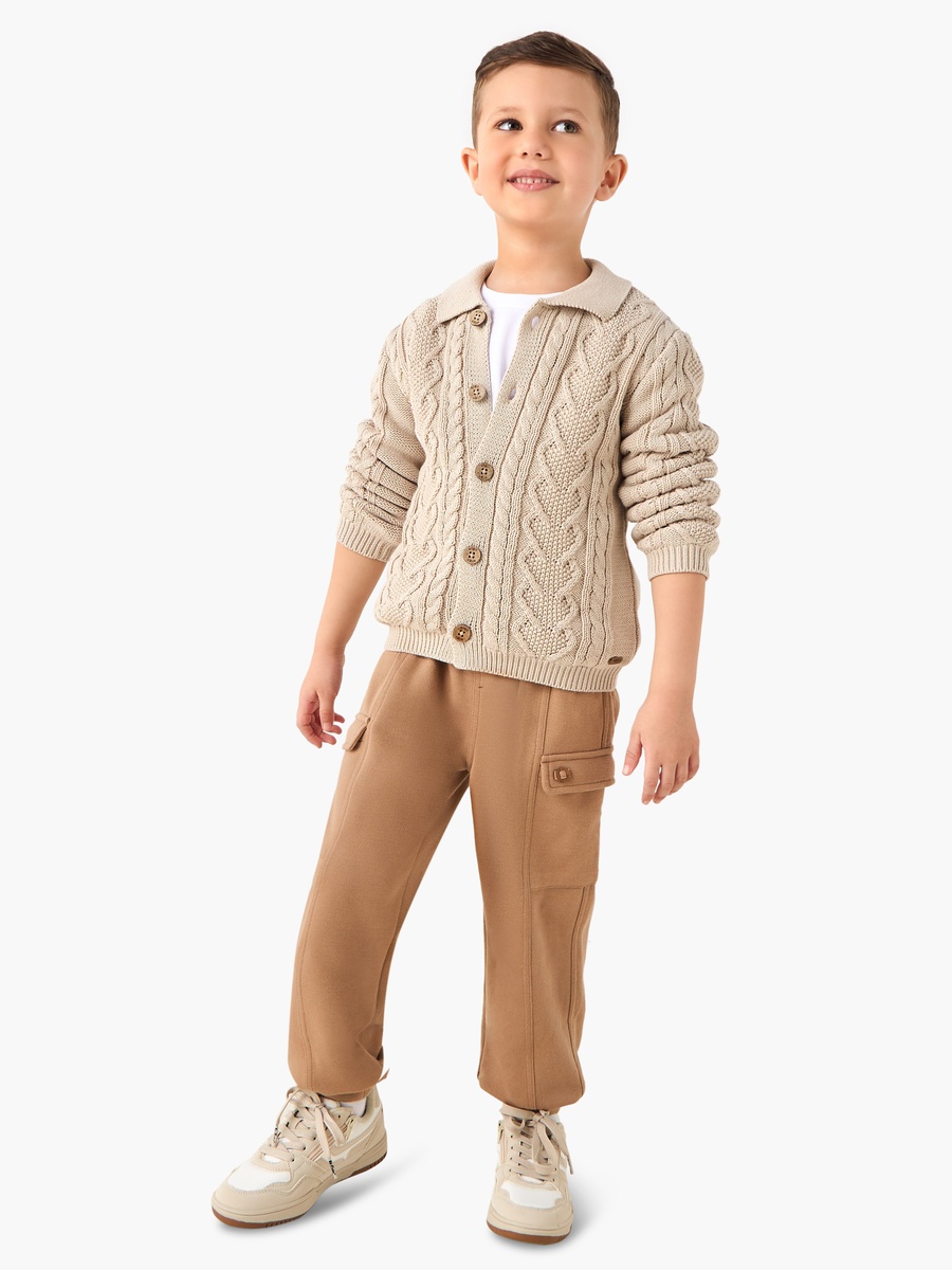 Knit Textured Cardigan with Long Sleeves