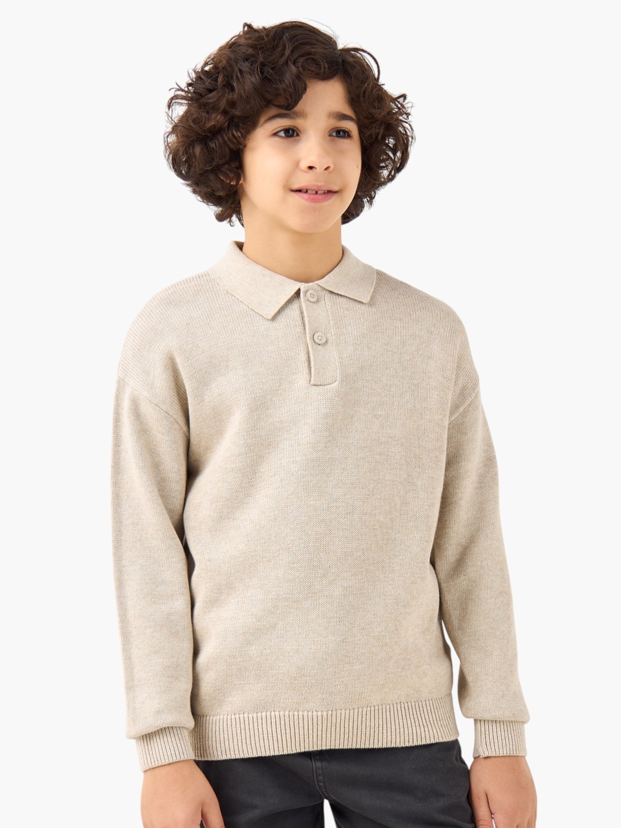 Polo Neck Pullover with Long Sleeves