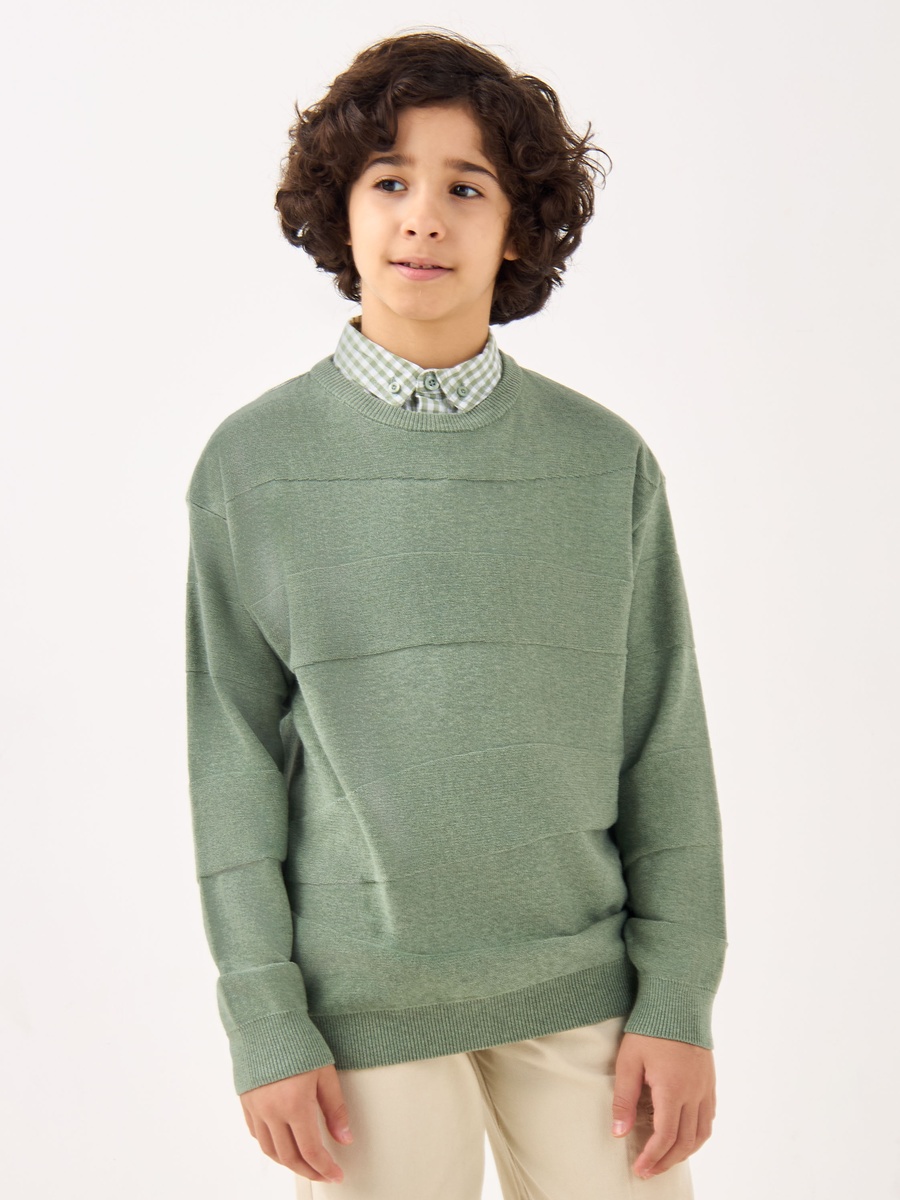 Textured Pullover with Long Sleeves