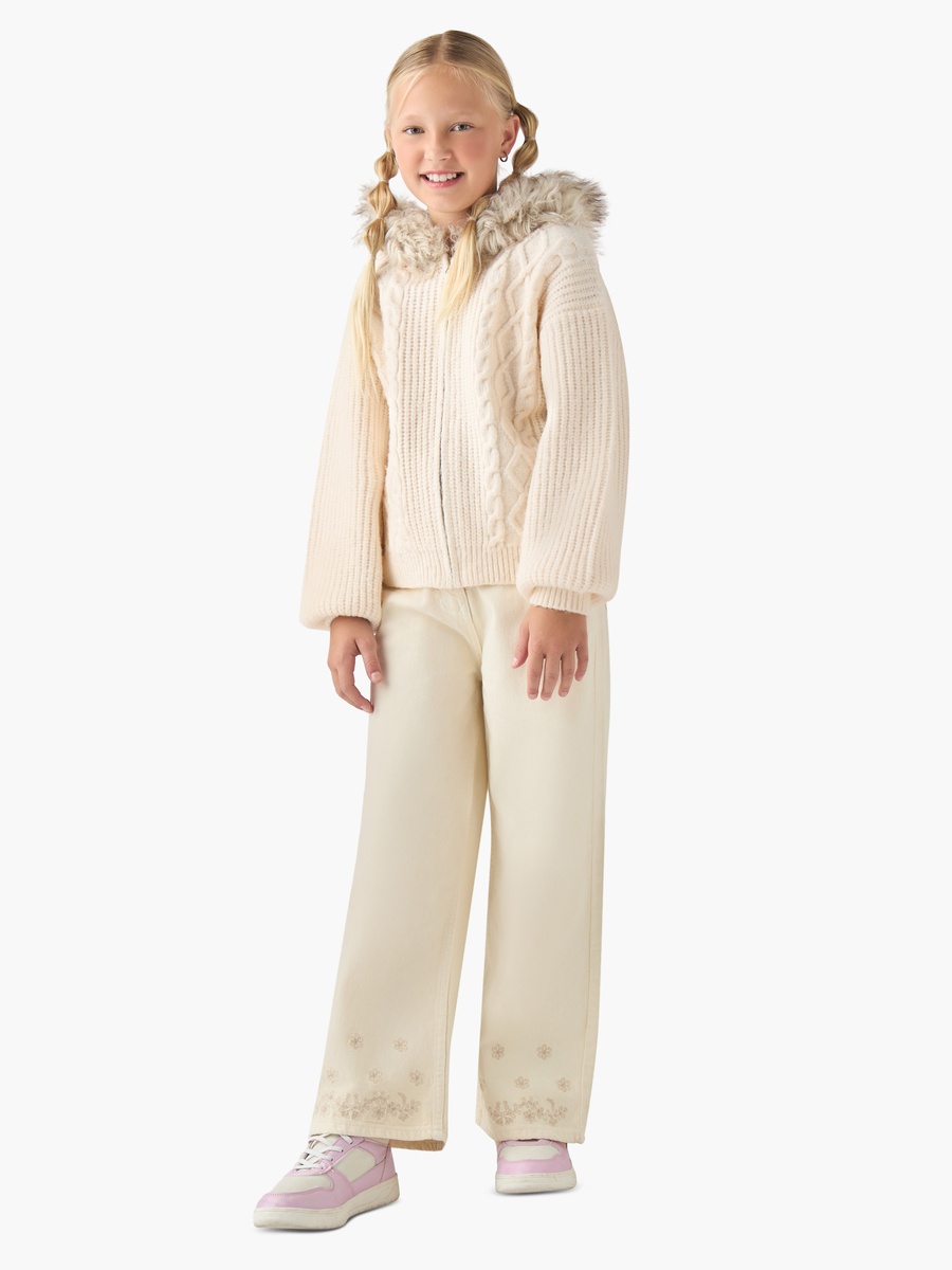 Faux Fur Hooded Sweater with Long Sleeves