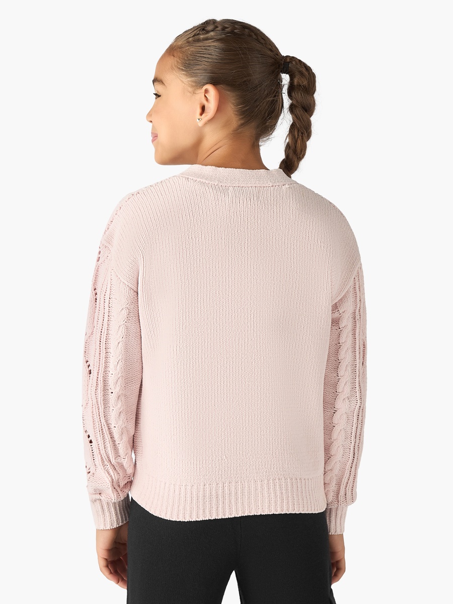 Cable Knit Cardigan with Long Sleeves
