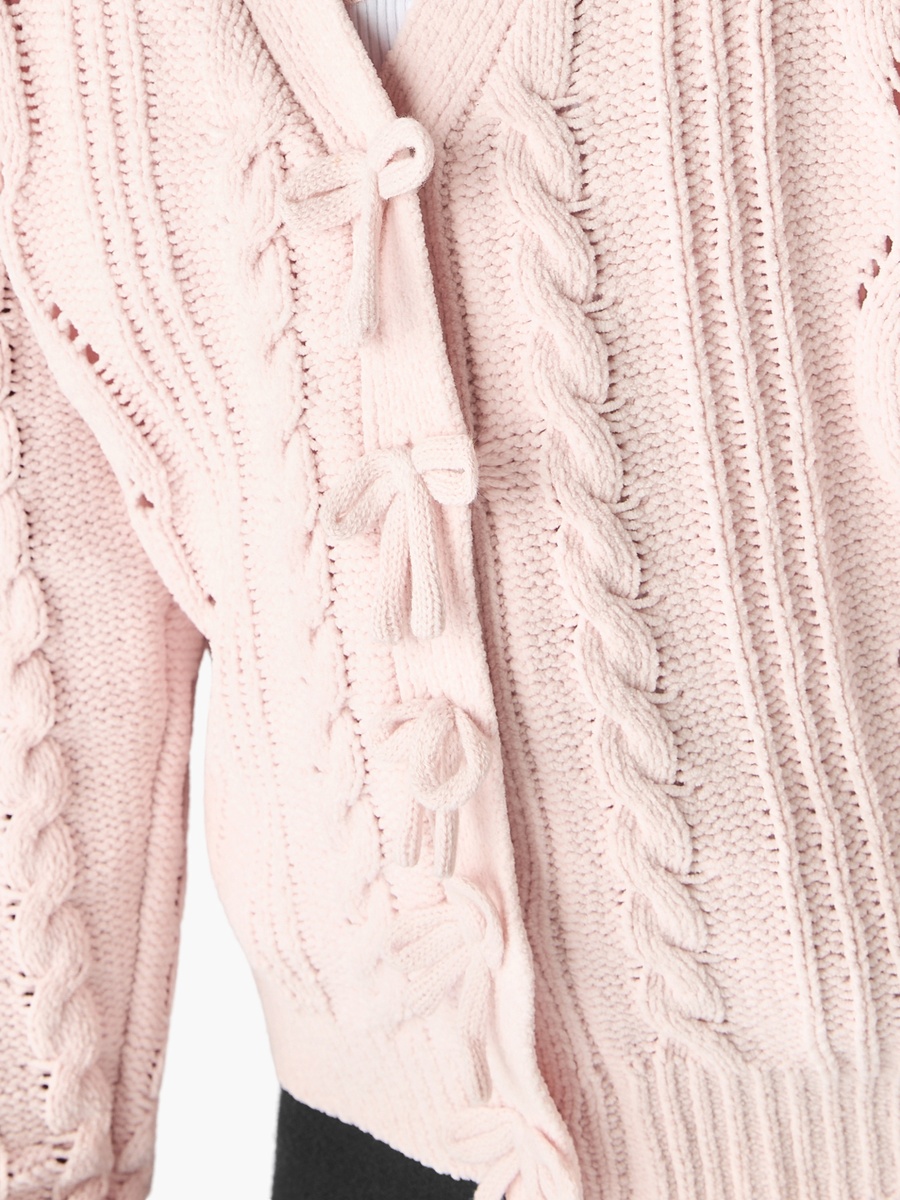 Cable Knit Cardigan with Long Sleeves