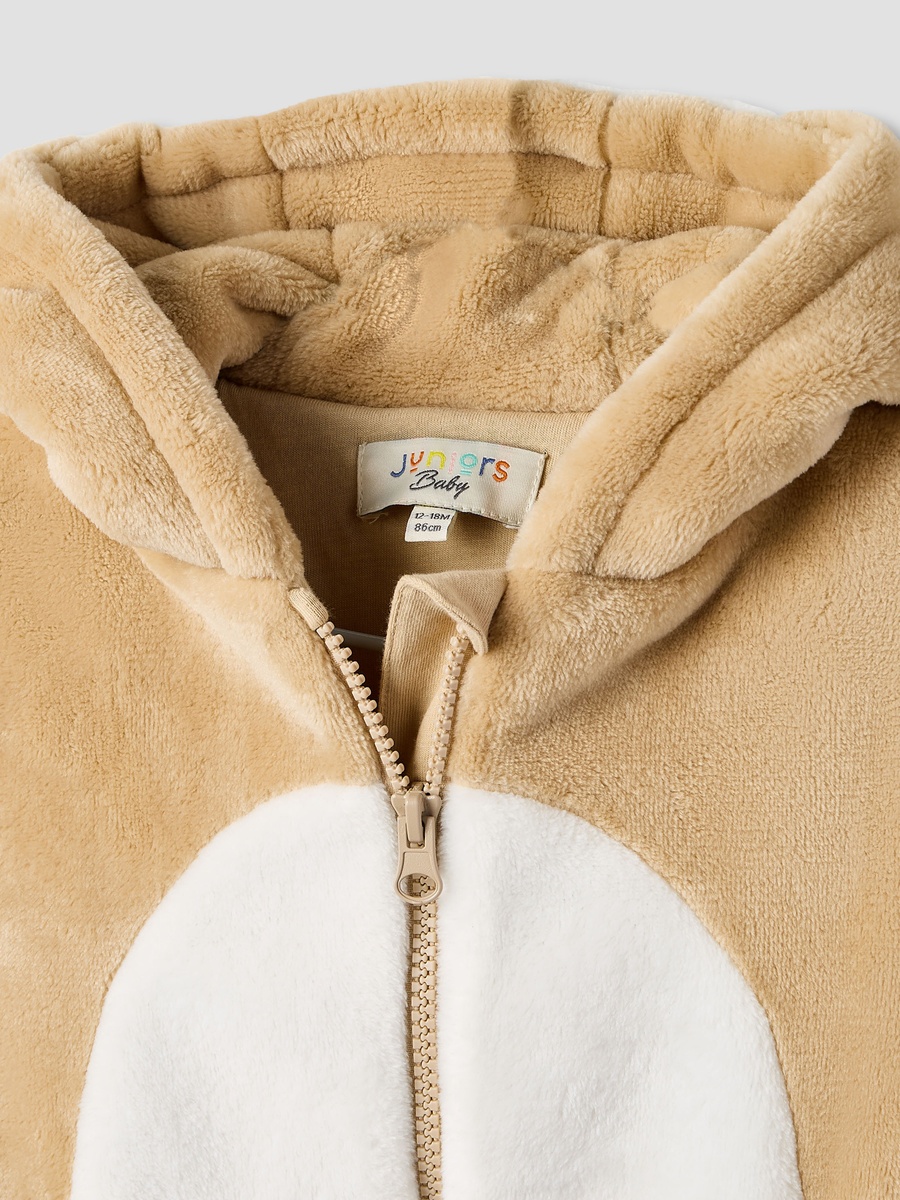 Long Sleeve Hooded Neck Coverall with Zip Closure