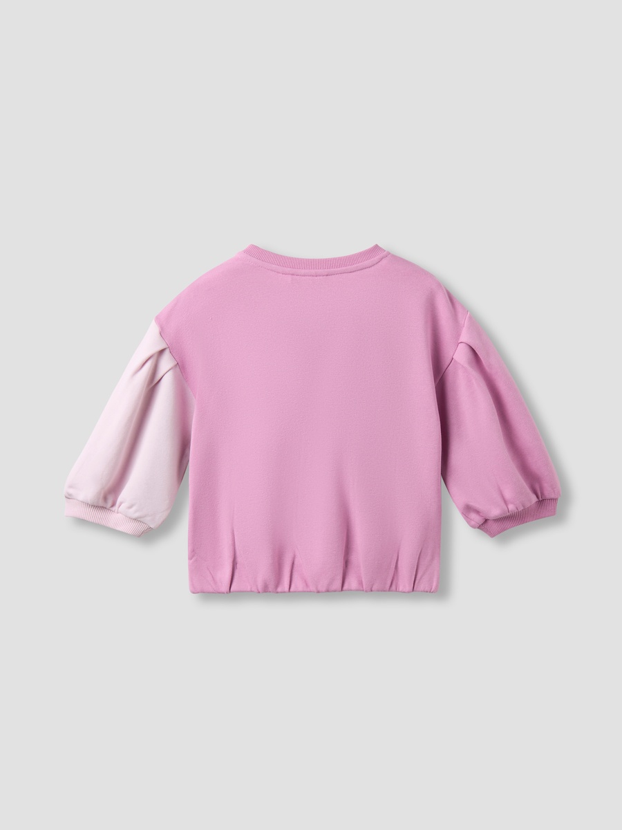 Round Neck Sweatshirt with Cat Applique