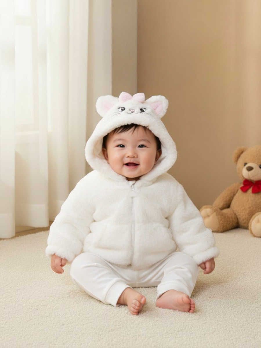 Applique Accent Hooded Jacket with Long Sleeves